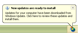 Click the balloon to install new updates