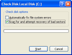 Check Disk dialog box